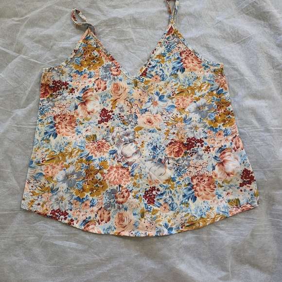 Cottagecore Fairycore Floral V-Neck Spaghetti Strap Camisole Tank - Picture 2 of 6